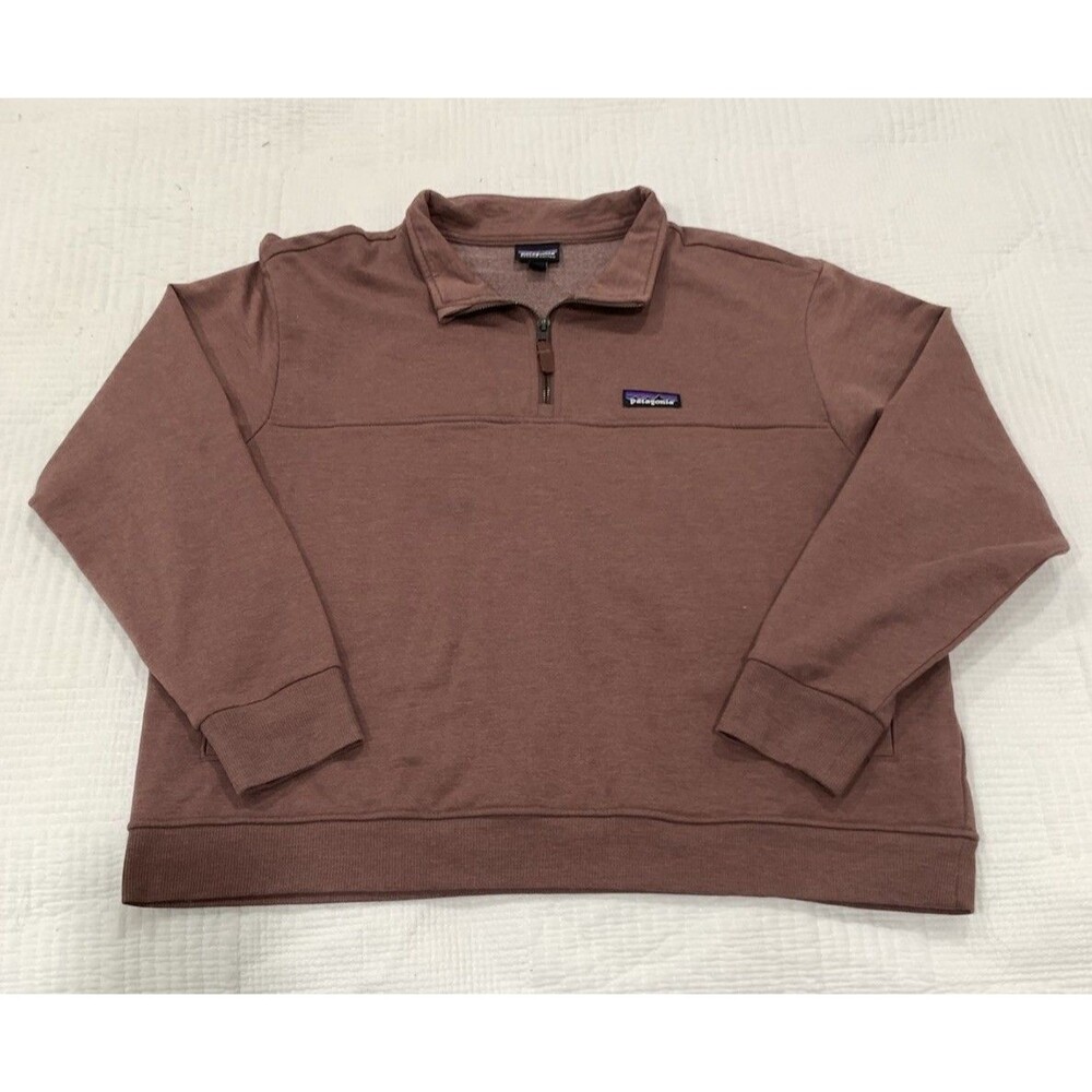 Patagonia Women's Ahnya 1/4 Zip Pullover XL Dulse Mauve Cotton Blend Sweatshirt